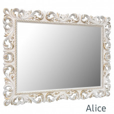 Зеркало декоративное настенное в раме  Alice Белое с золотом 